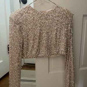 Sequin and pearl crop top